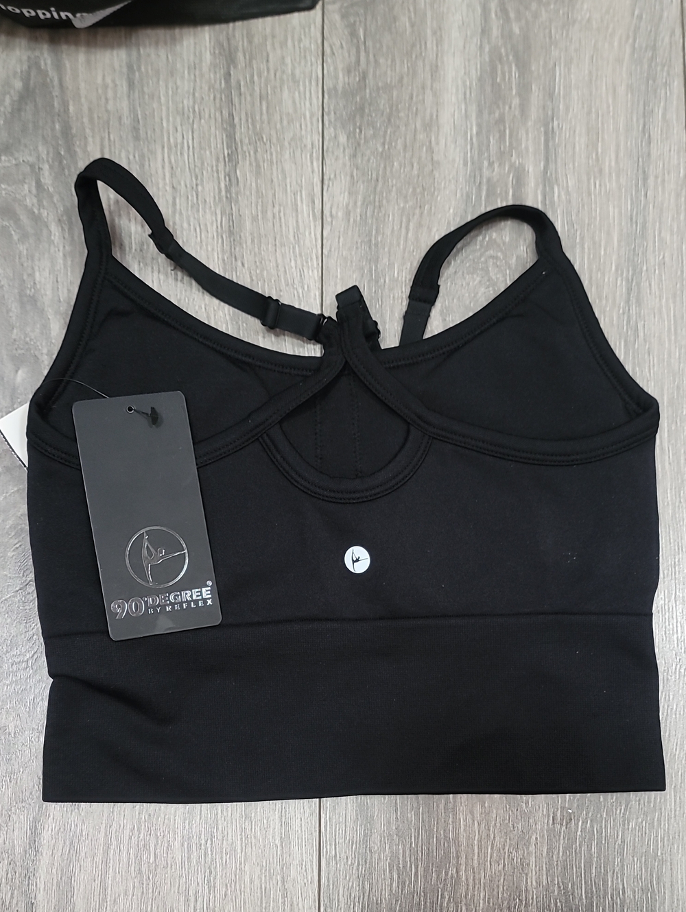 90 Degree By Reflex Black Strappy Sports Bra with Keyhole Back